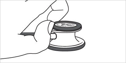 chuyển ống nghe Littmann về chế độ chuông mở truyền thống bước một
