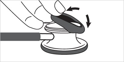chuyển ống nghe Littmann về chế độ chuông mở truyền thống bước ba
